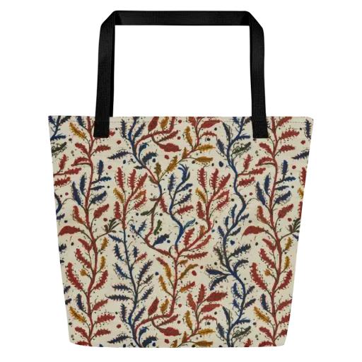 Crimson Seaweed on a Large Tote Bag W/ Pocket