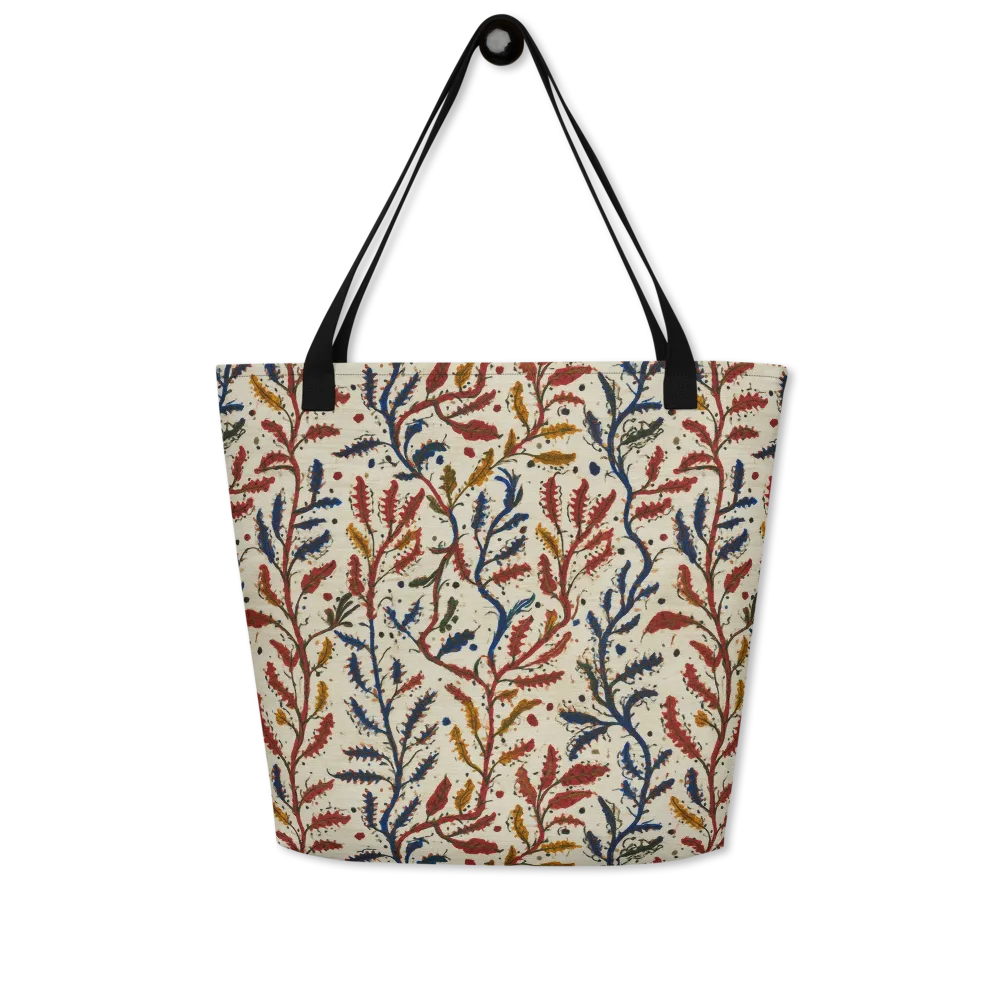 Crimson Seaweed on Large Tote Bag W/ Pocket — Front