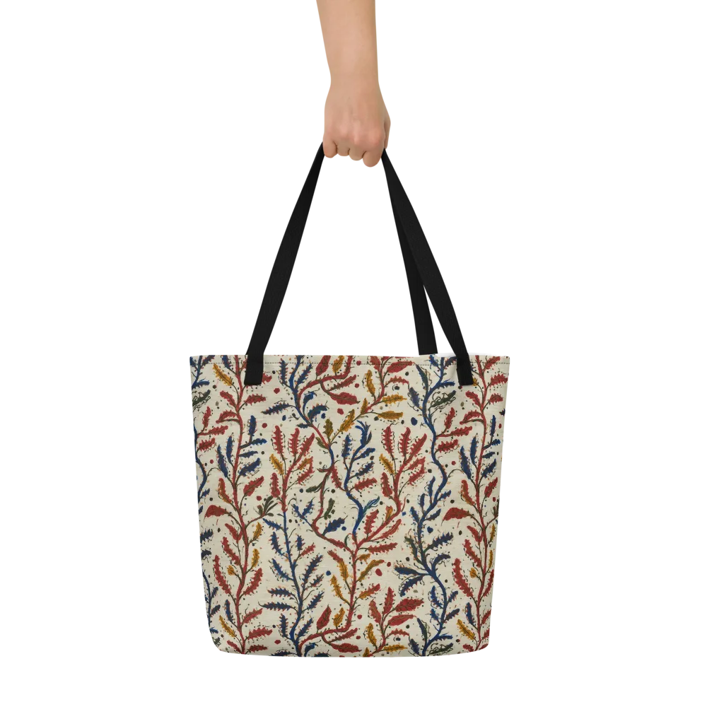 Crimson Seaweed on Large Tote Bag W/ Pocket — Front