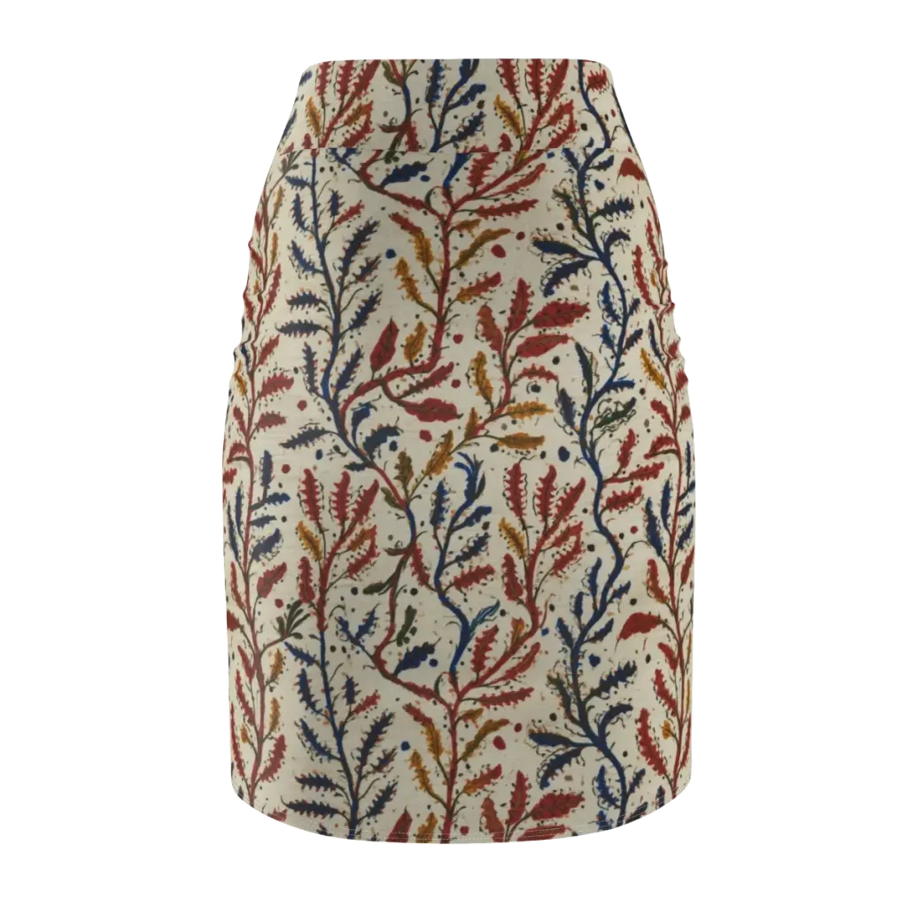 Crimson Seaweed on Pencil Skirt — Back