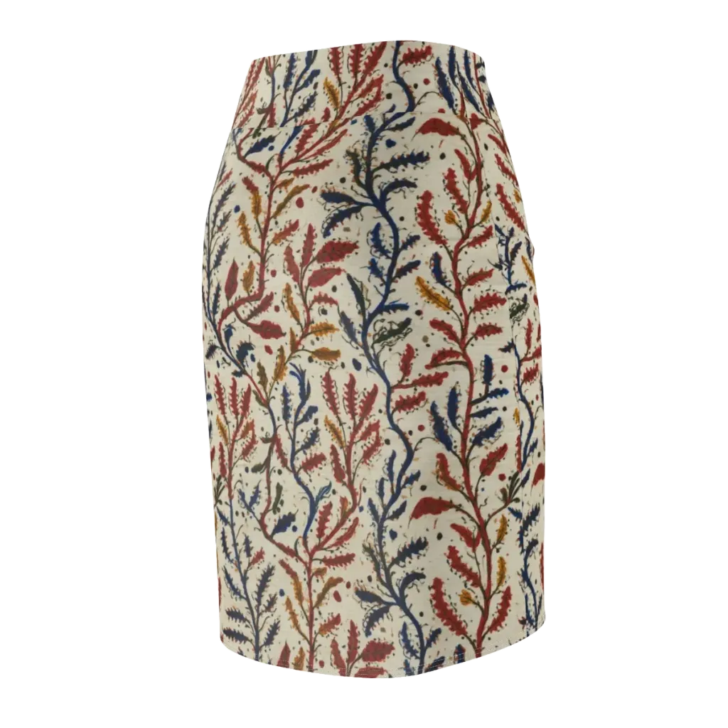 Crimson Seaweed on Pencil Skirt — Back Side
