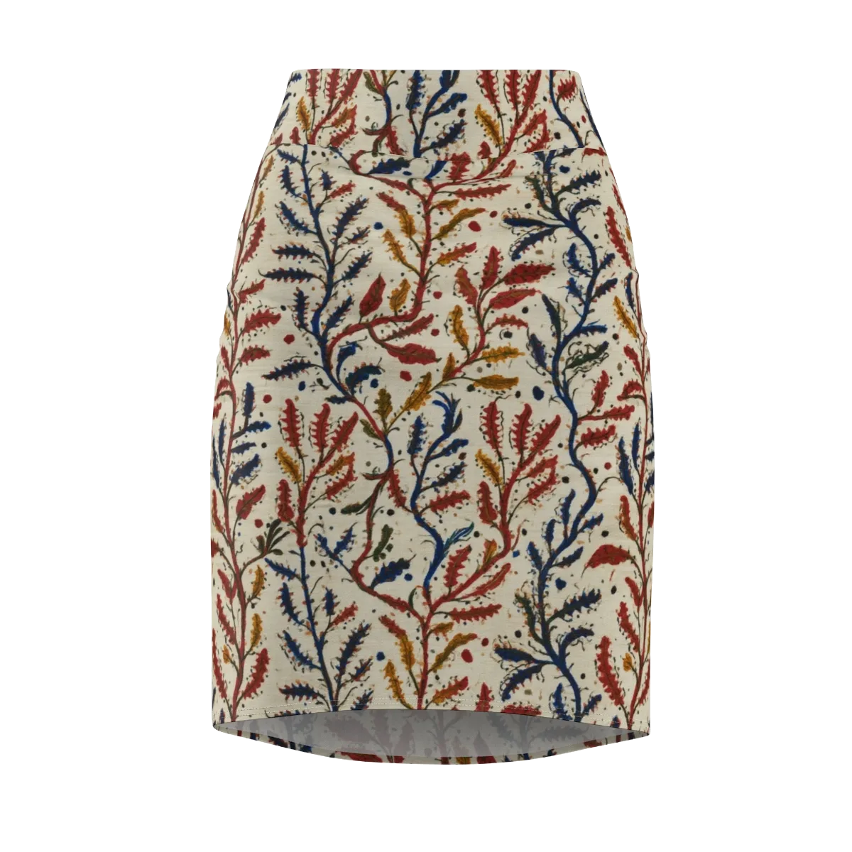 Crimson Seaweed on Pencil Skirt — Front