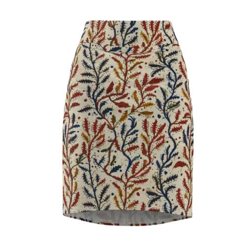 Crimson Seaweed on a Pencil Skirt