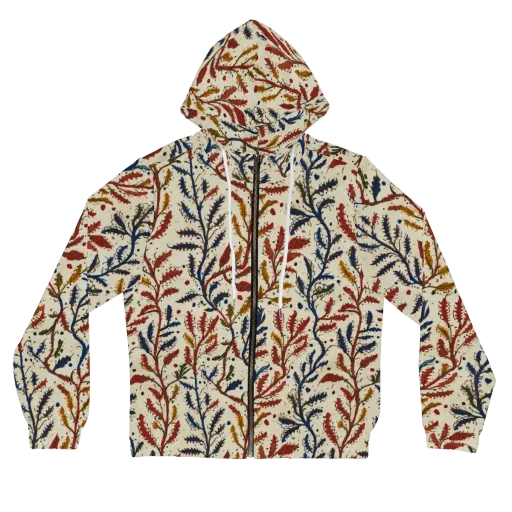 Crimson Seaweed on a Women's Full-Zip Hoodie