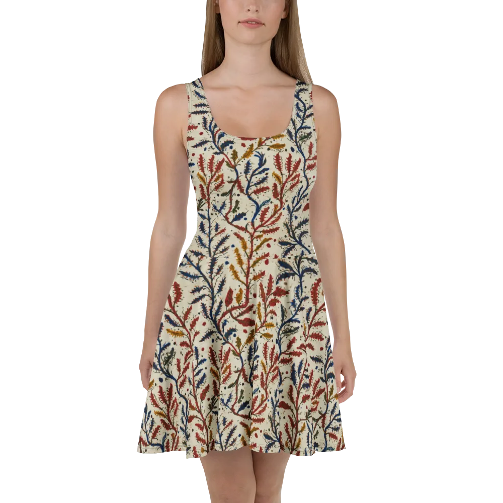 Crimson Seaweed on Skater Dress — Front