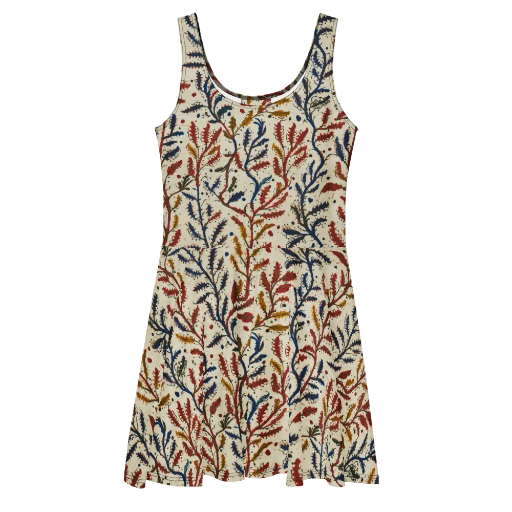 Crimson Seaweed on Skater Dress — Front