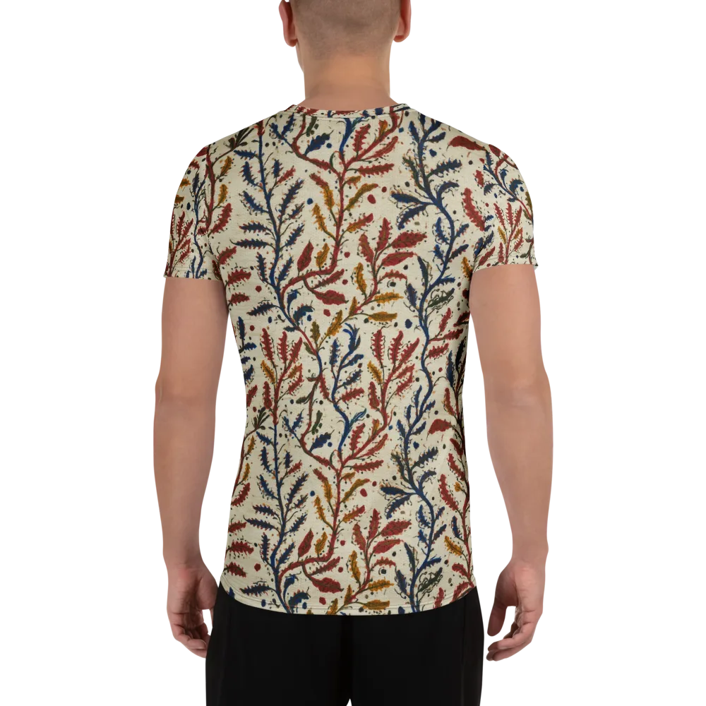 Crimson Seaweed on Men's Athletic T-Shirt — Back