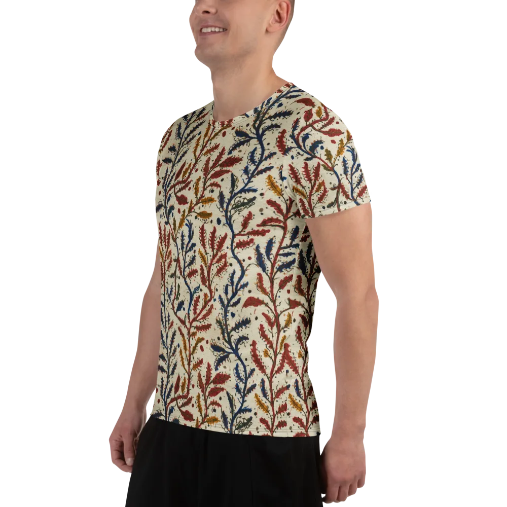 Crimson Seaweed on Men's Athletic T-Shirt — Left