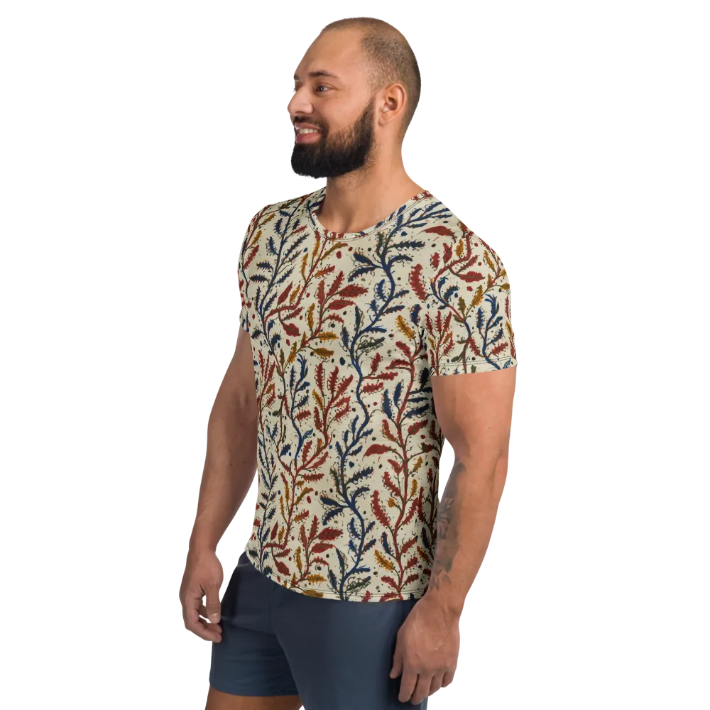 Crimson Seaweed on Men's Athletic T-Shirt — Left