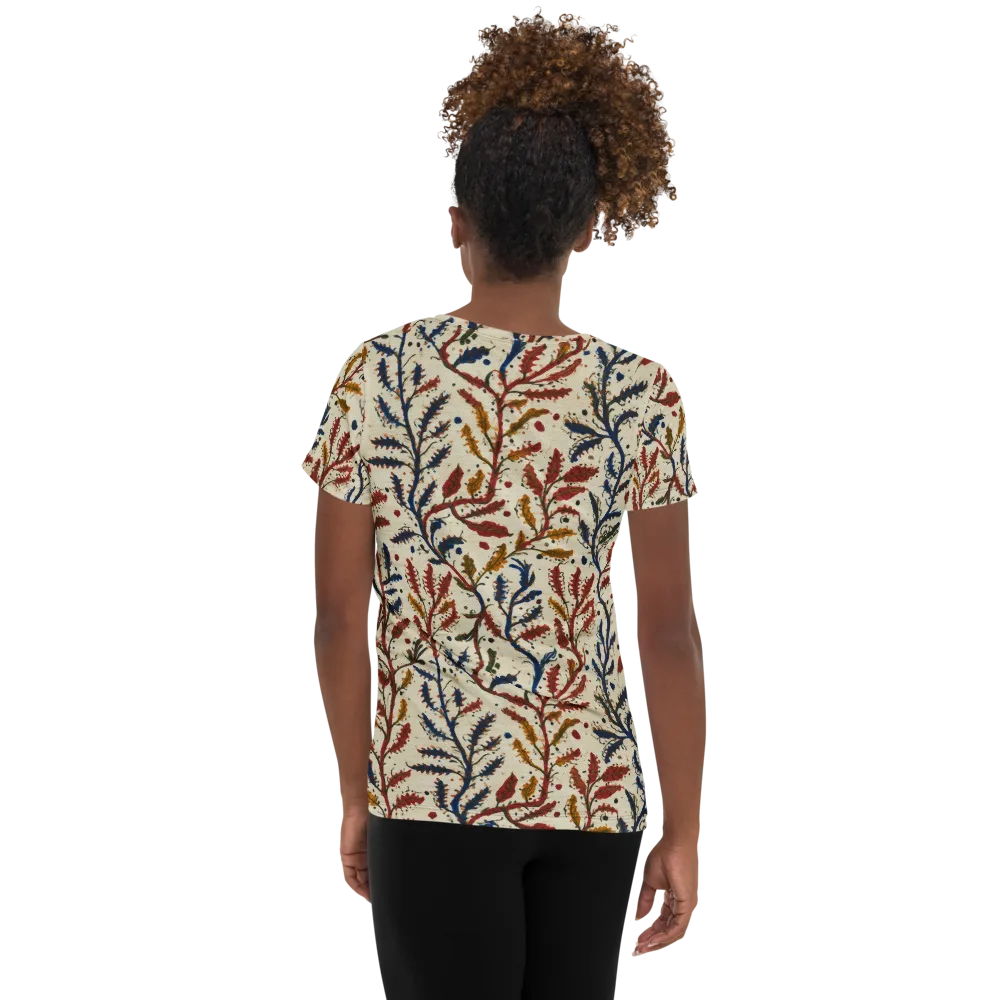 Crimson Seaweed on Women's Athletic T-Shirt — Back