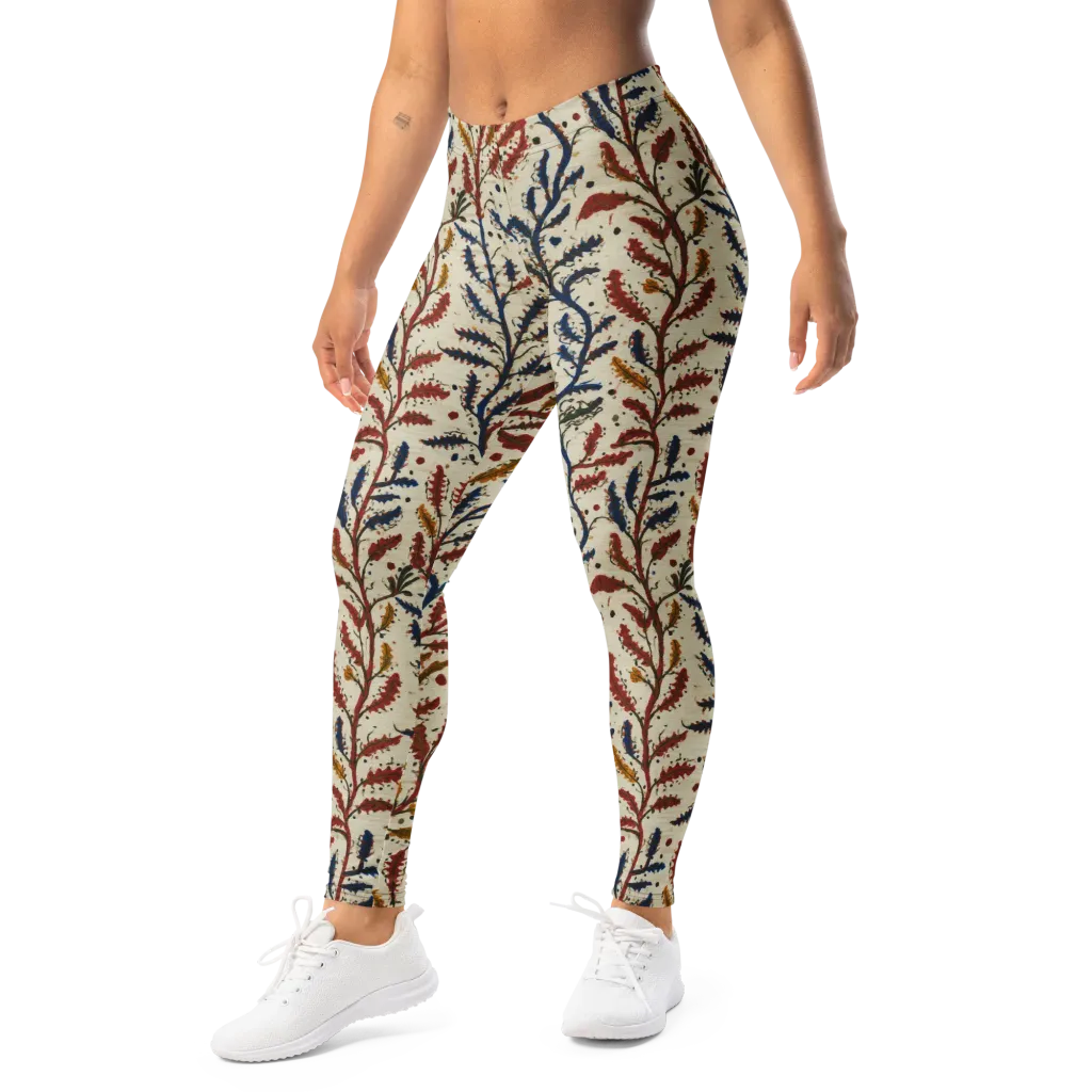 Crimson Seaweed on Leggings — Left Front