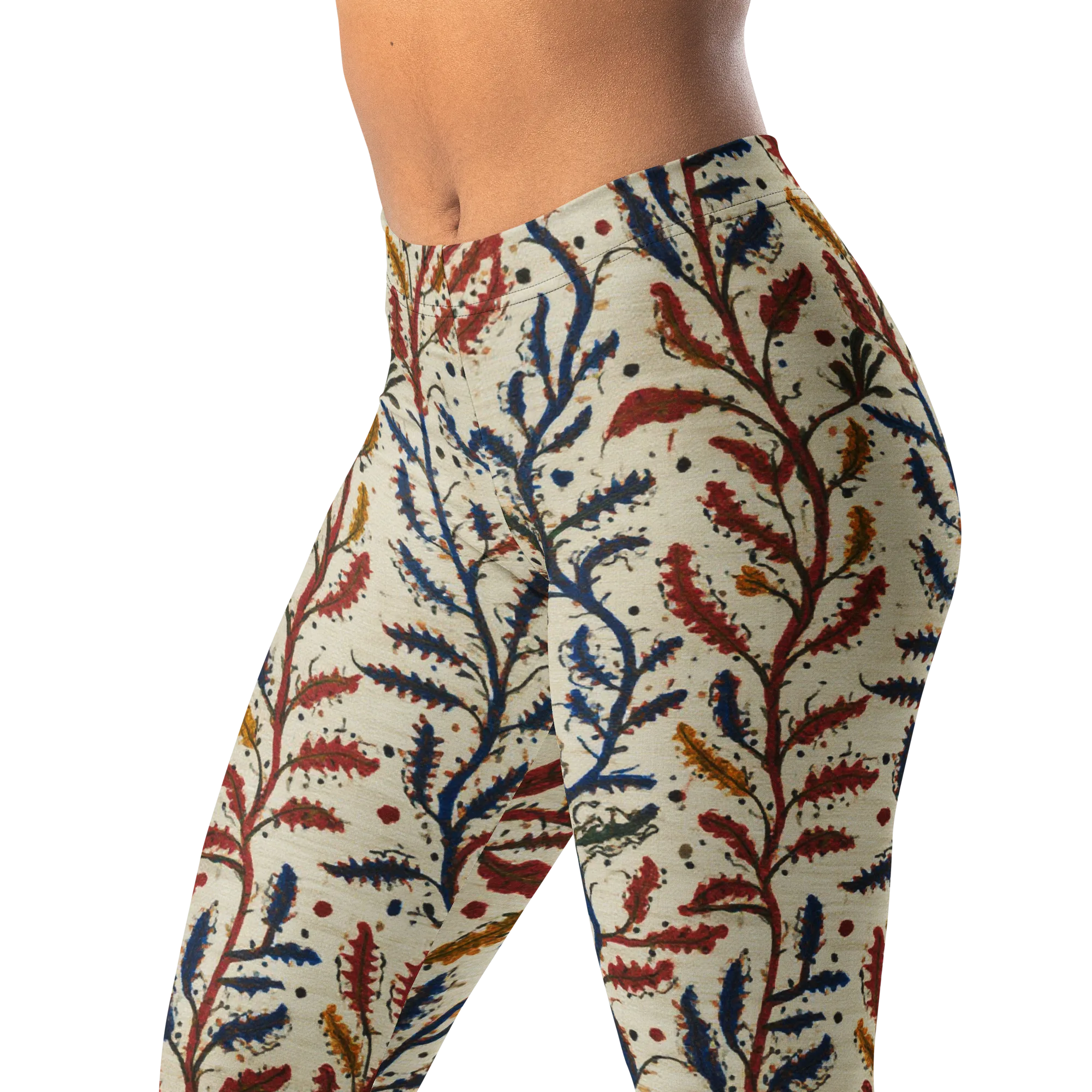 Crimson Seaweed on Leggings — Left Front