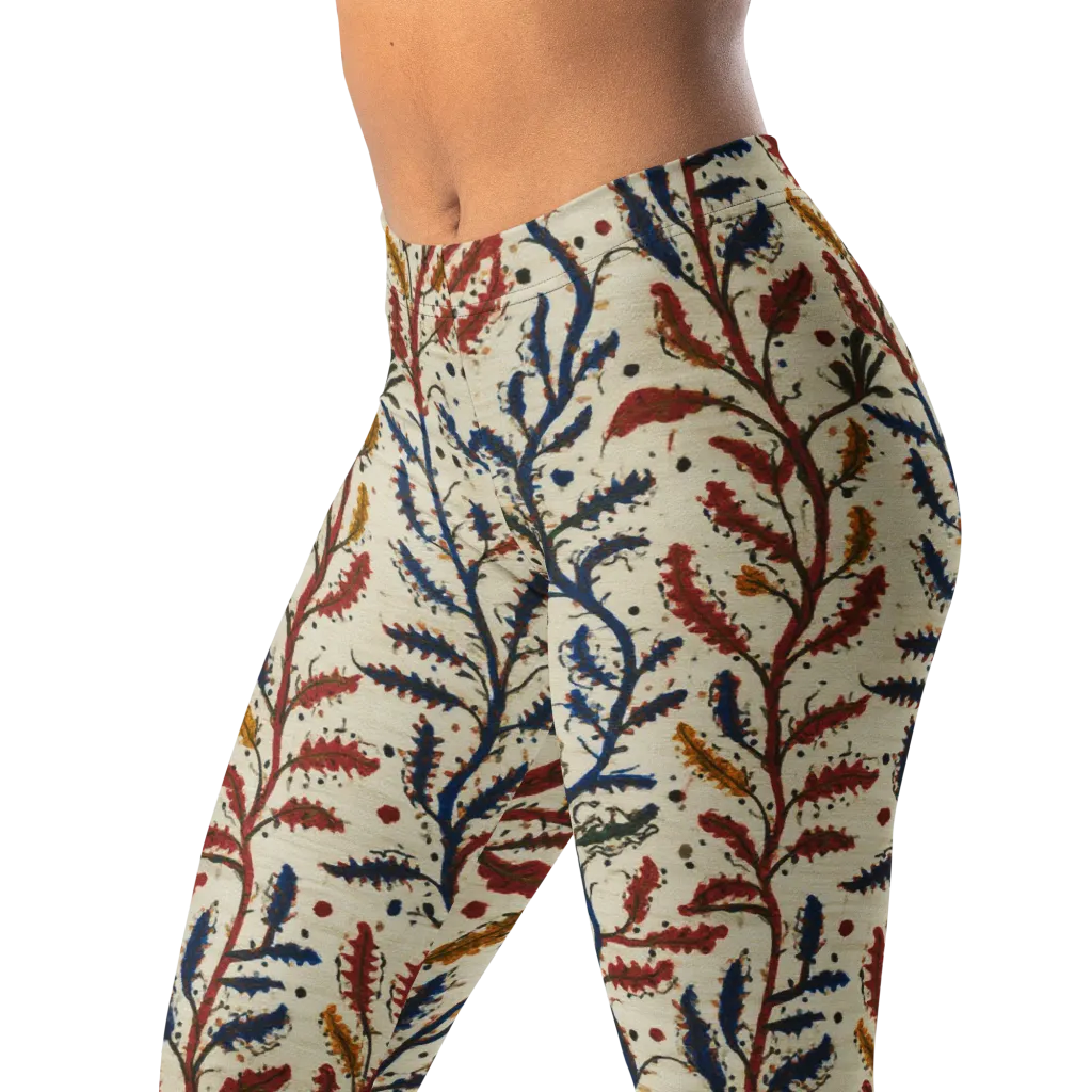 Crimson Seaweed on Leggings — Left Front