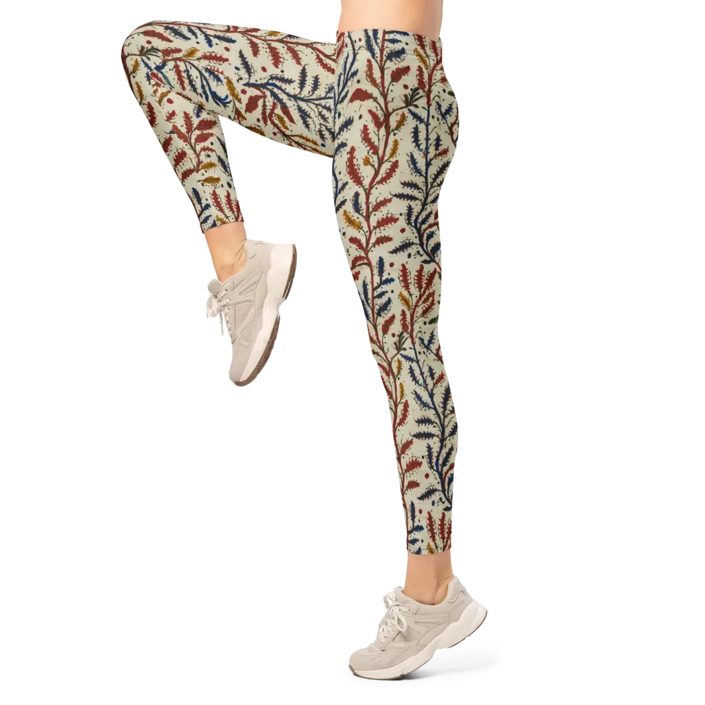 Crimson Seaweed on Leggings — Left