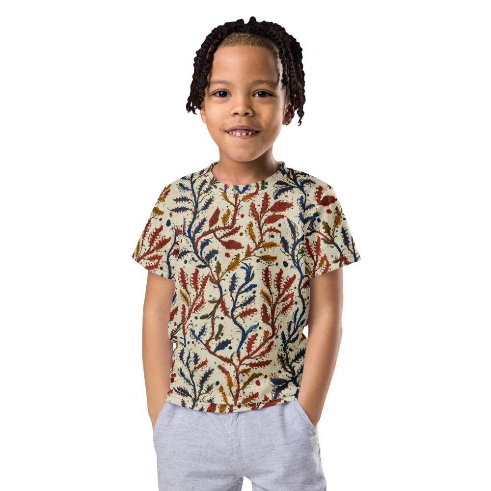 Crimson Seaweed on Kids Crew Neck T-Shirt — Front