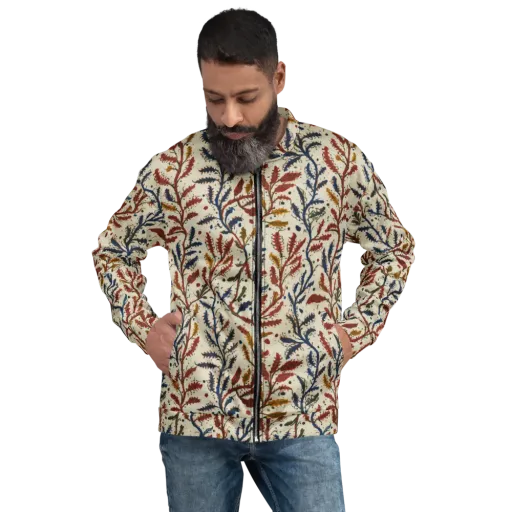 Crimson Seaweed on a Bomber Jacket