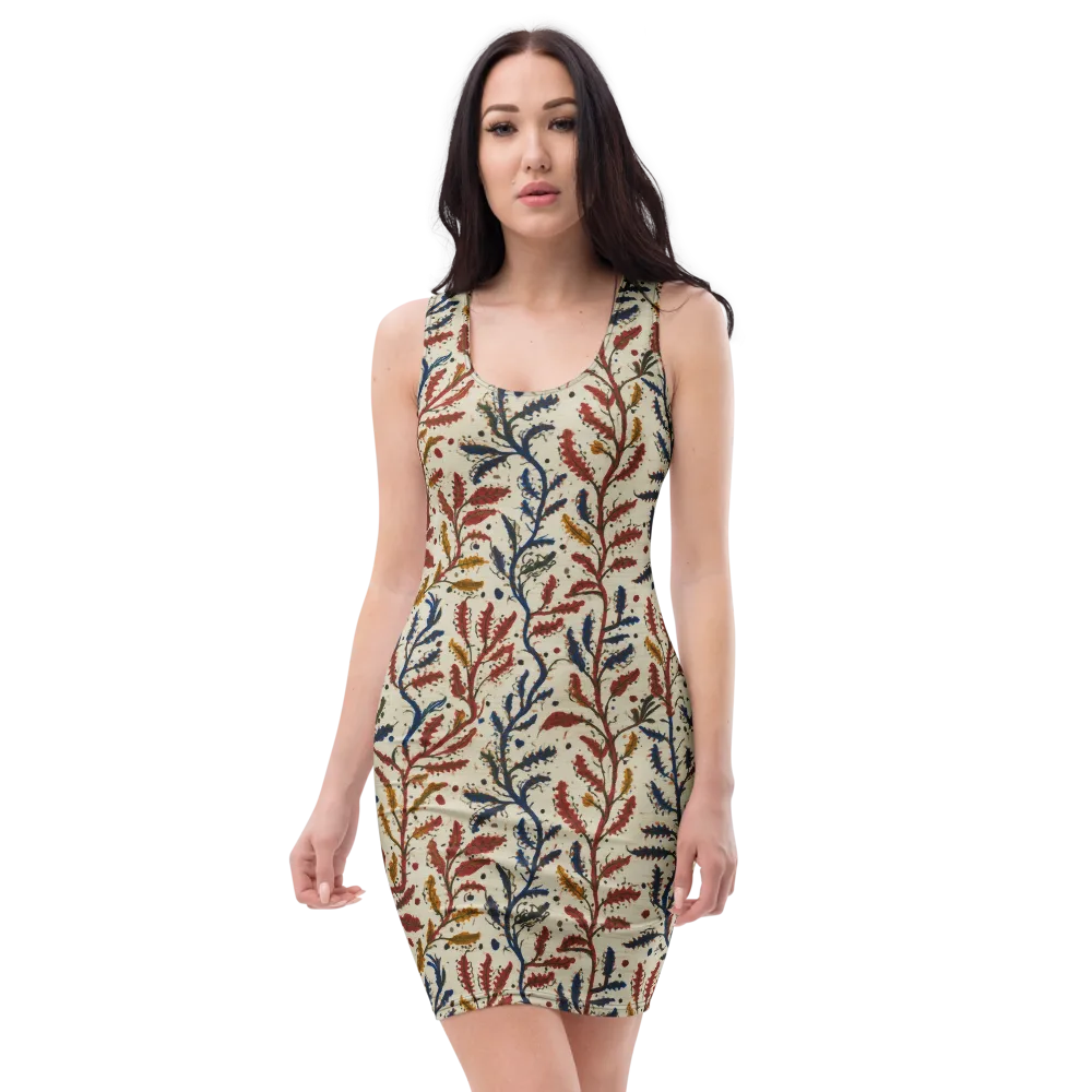 Crimson Seaweed on Bodycon Dress — Front