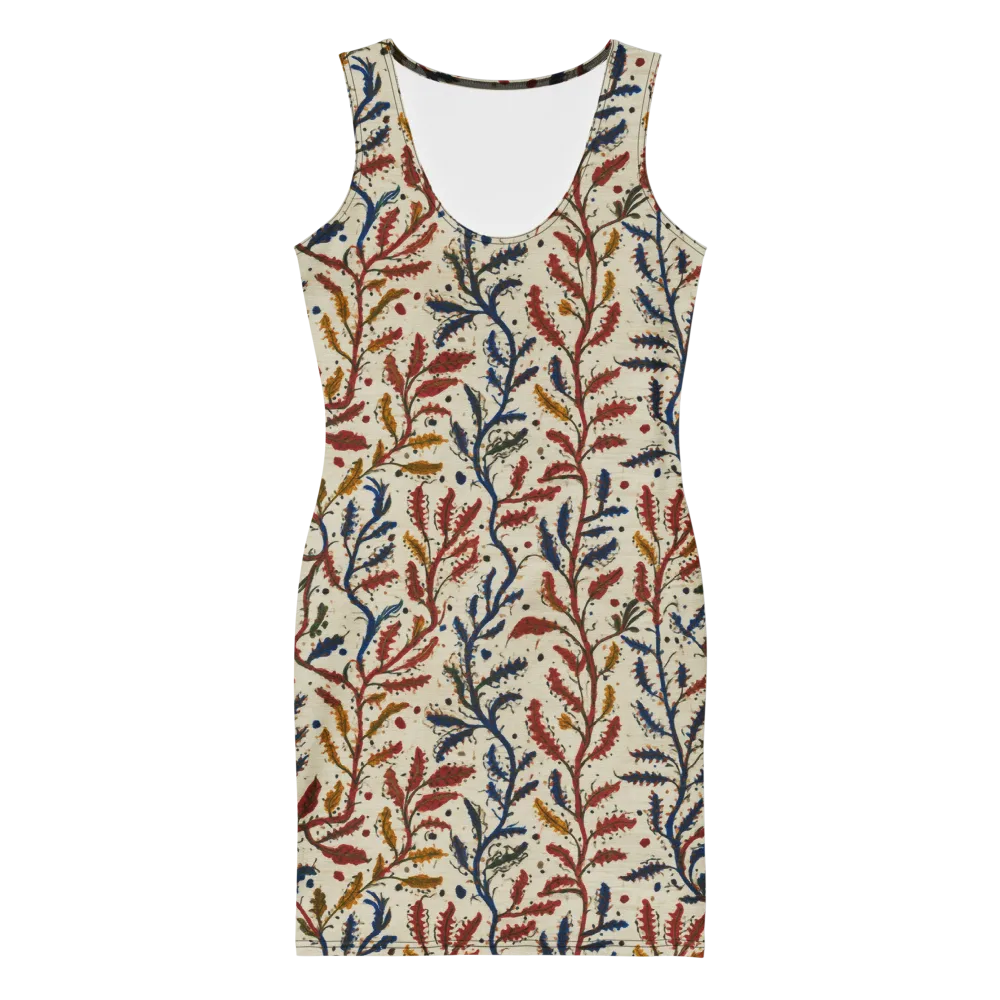 Crimson Seaweed on Bodycon Dress — Front