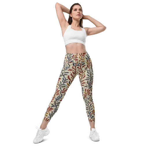 Crimson Seaweed on a Leggings with Pockets