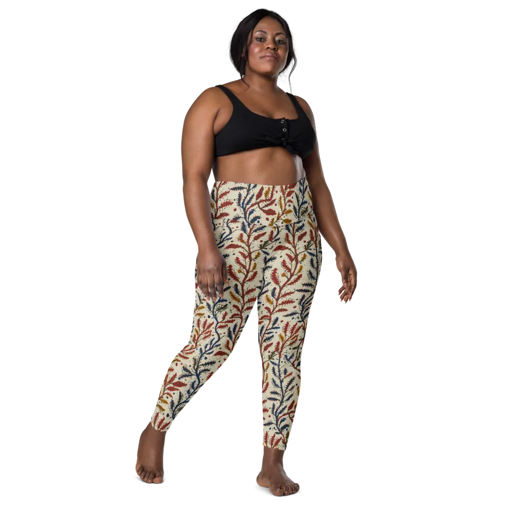 Crimson Seaweed on Leggings with Pockets — Front