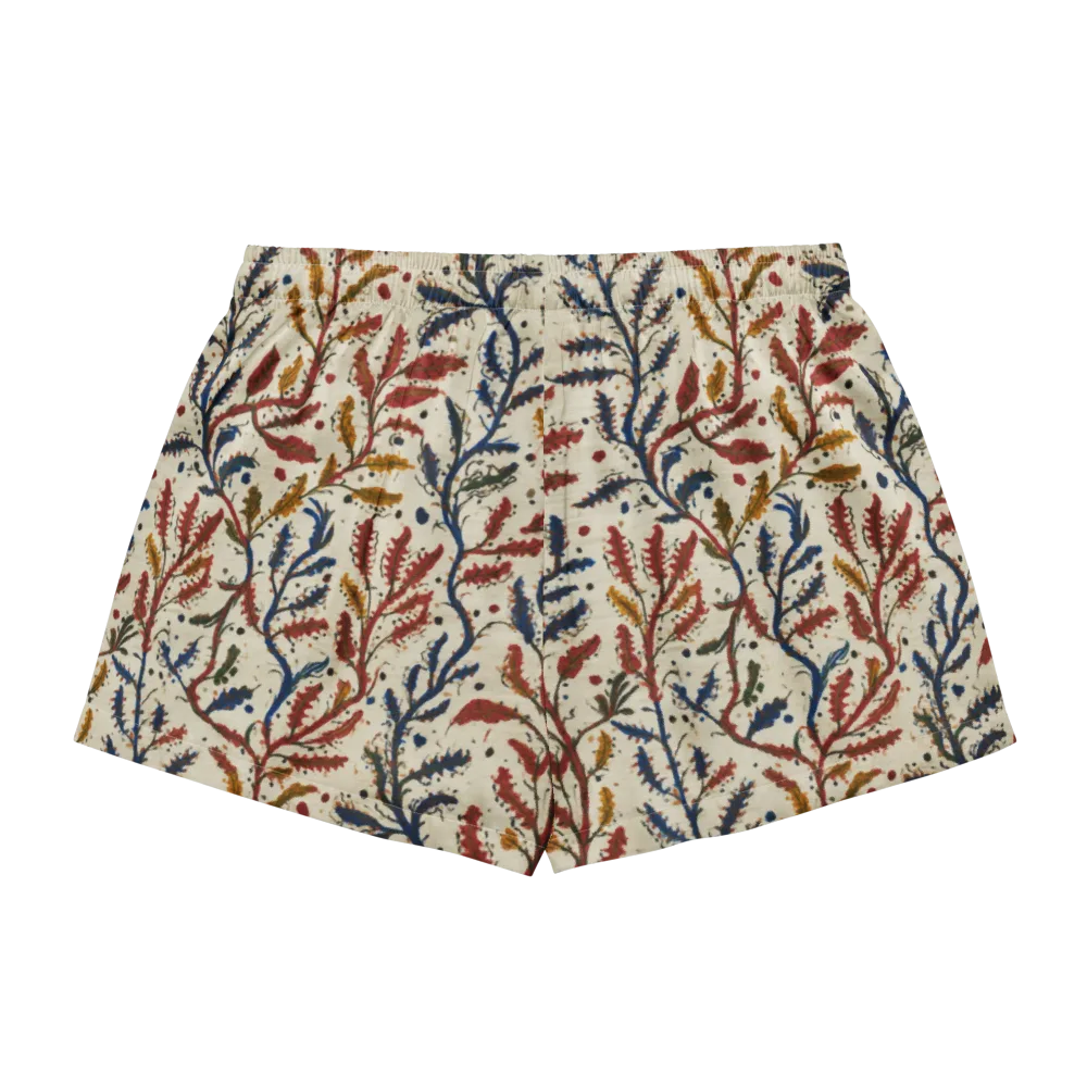 Crimson Seaweed on Women's Pajama Shorts — Back