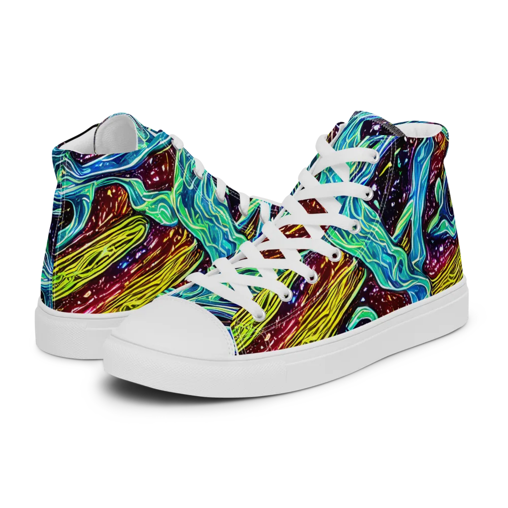 Acid Tide on Men's High Top Canvas Shoes — Left