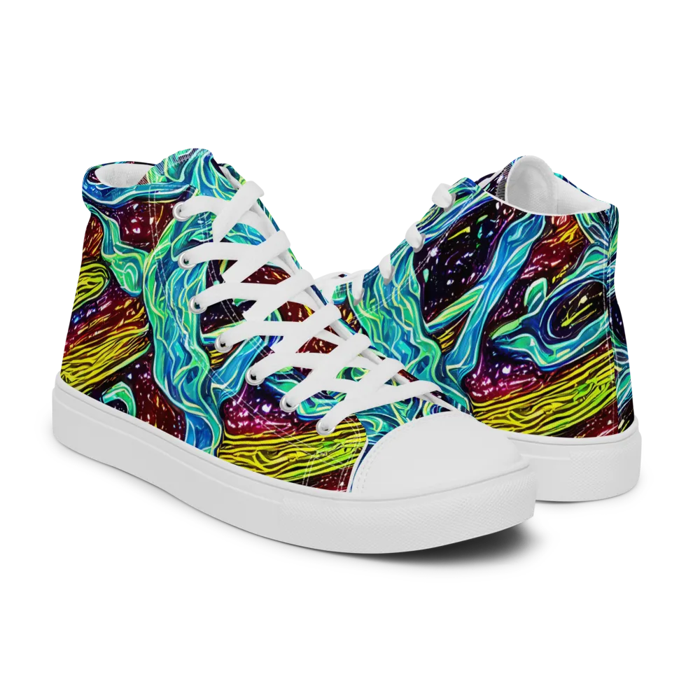 Acid Tide on Men's High Top Canvas Shoes — Right