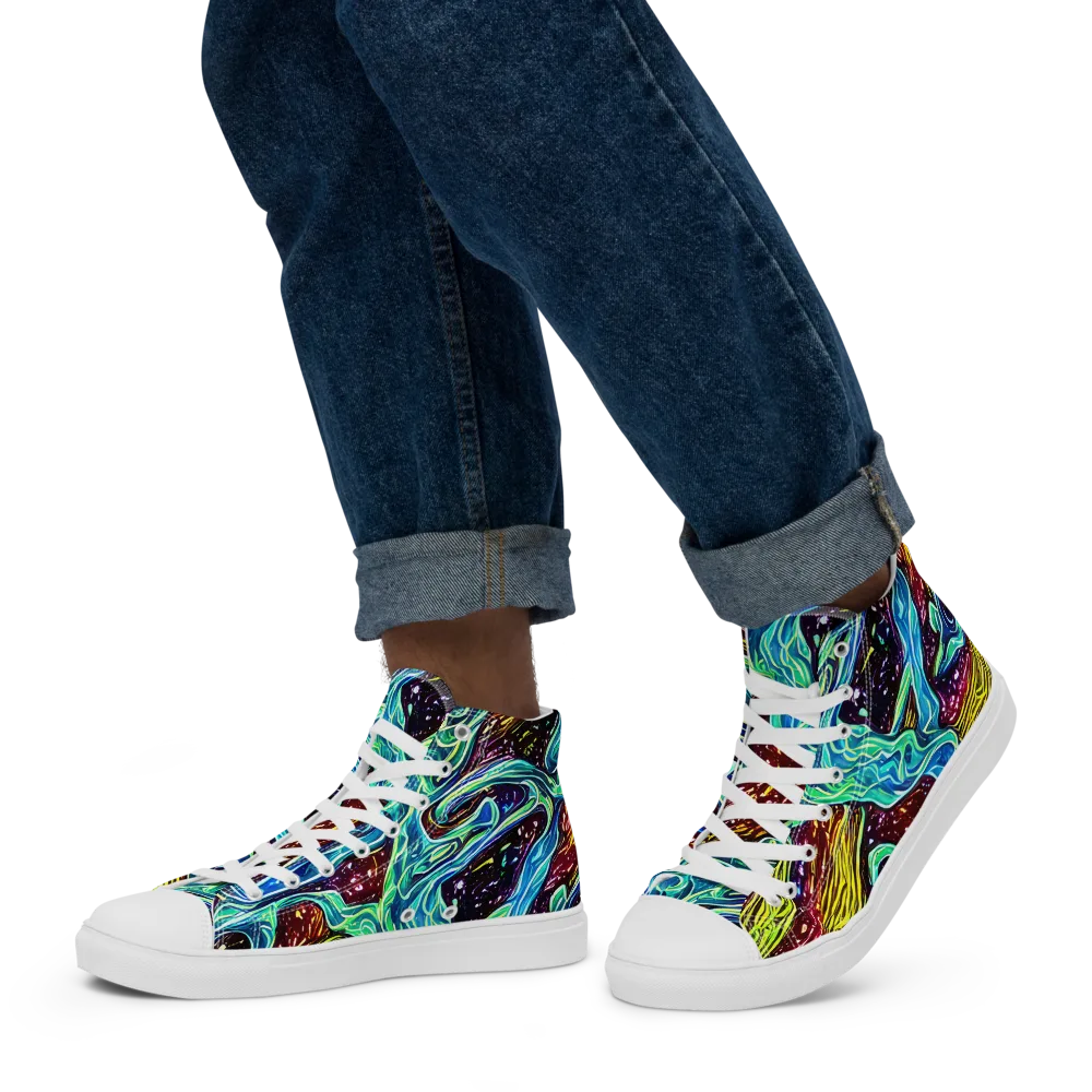 Acid Tide on Men's High Top Canvas Shoes — Left