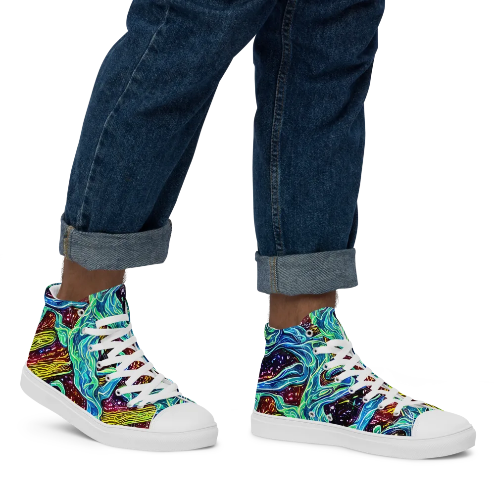 Acid Tide on Men's High Top Canvas Shoes — Right