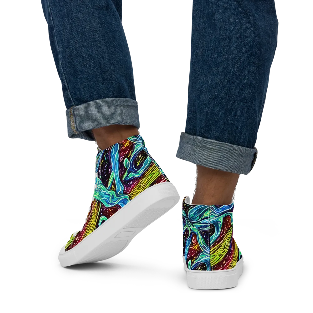 Acid Tide on Men's High Top Canvas Shoes — Back