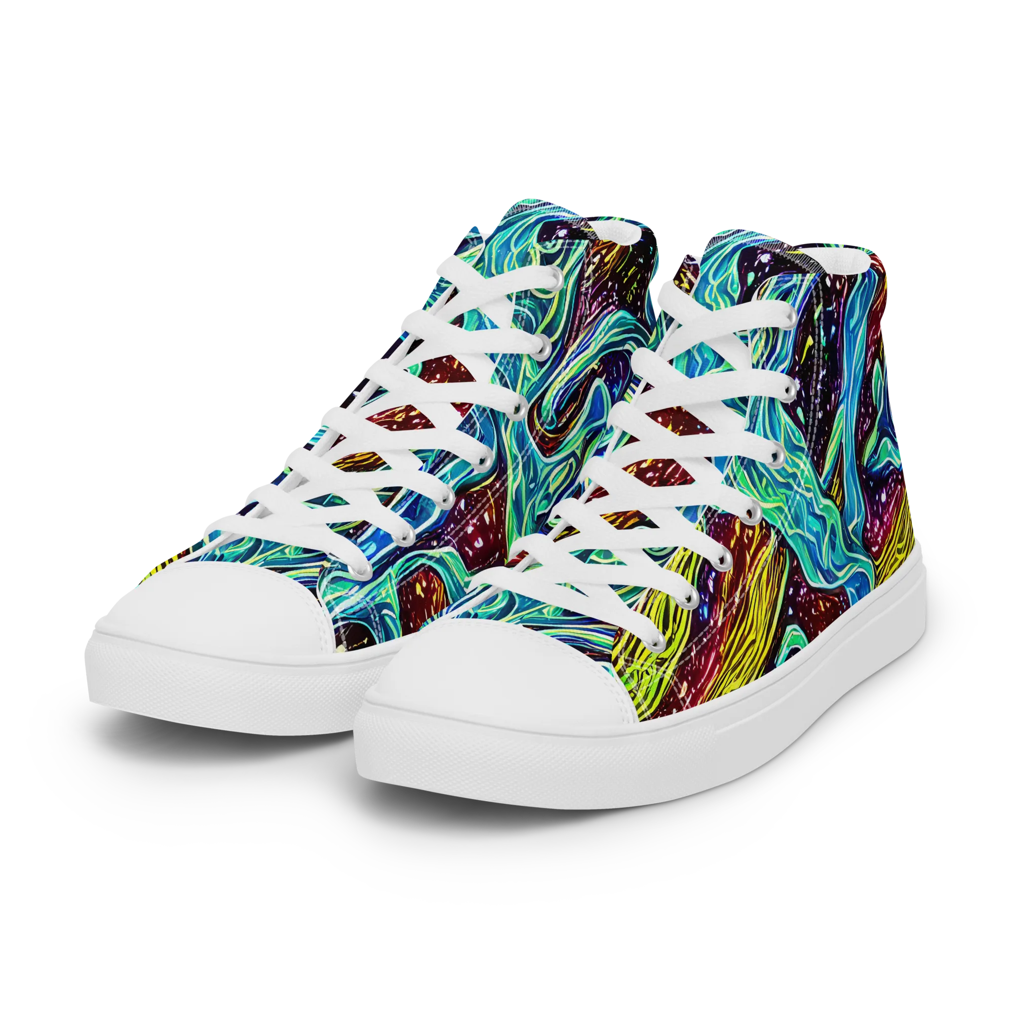 Acid Tide on Women's High Top Canvas Shoes — Left Front