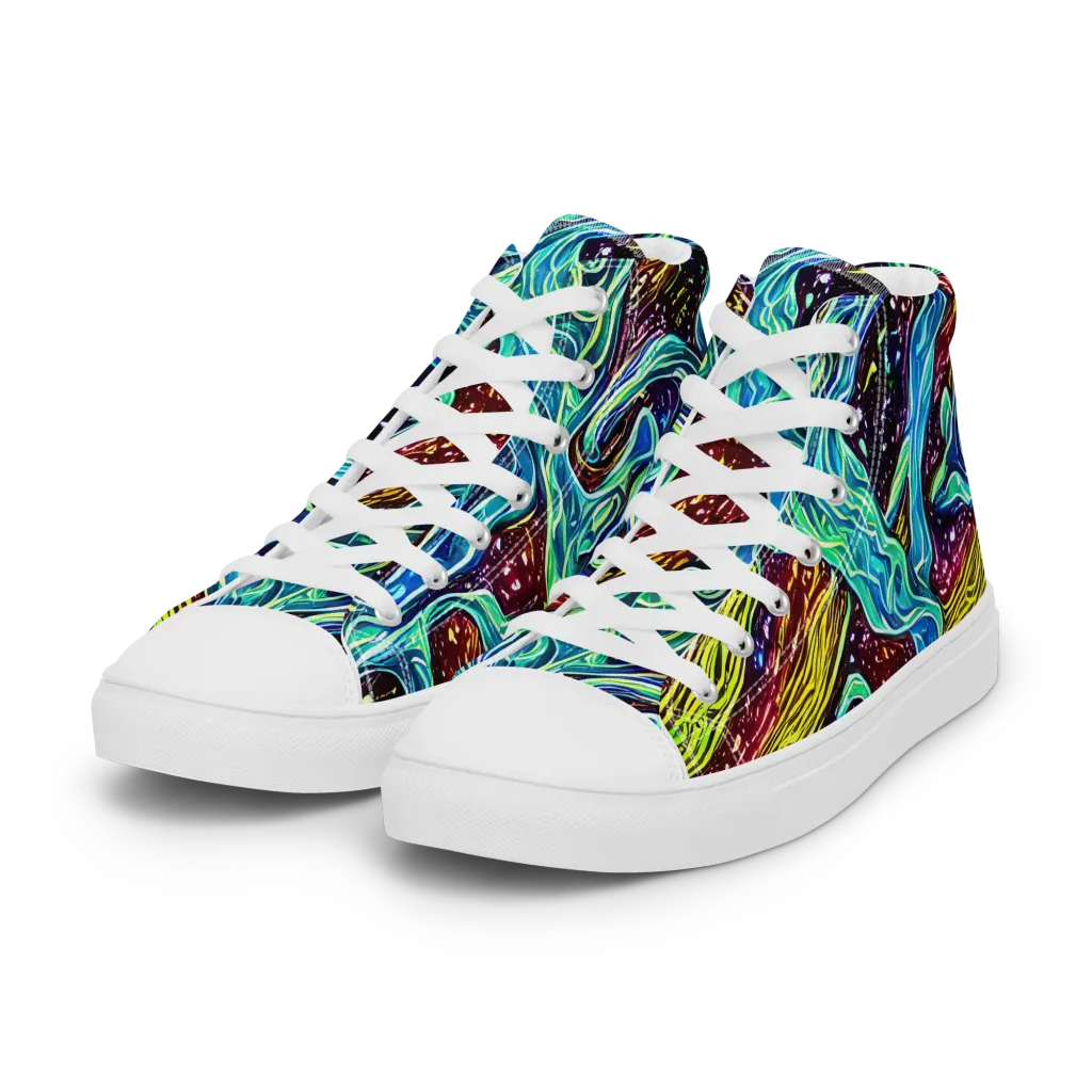 Acid Tide on Women's High Top Canvas Shoes — Left Front