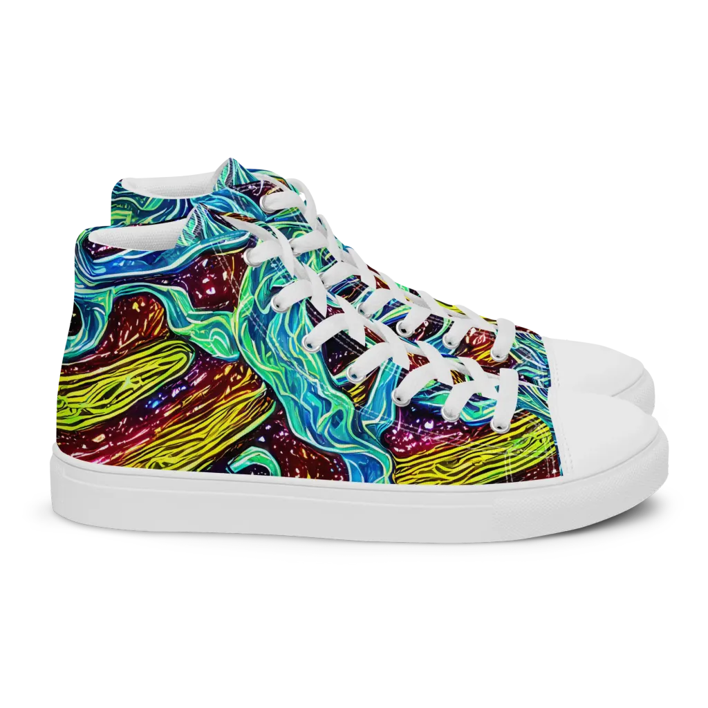Acid Tide on Women's High Top Canvas Shoes — Right
