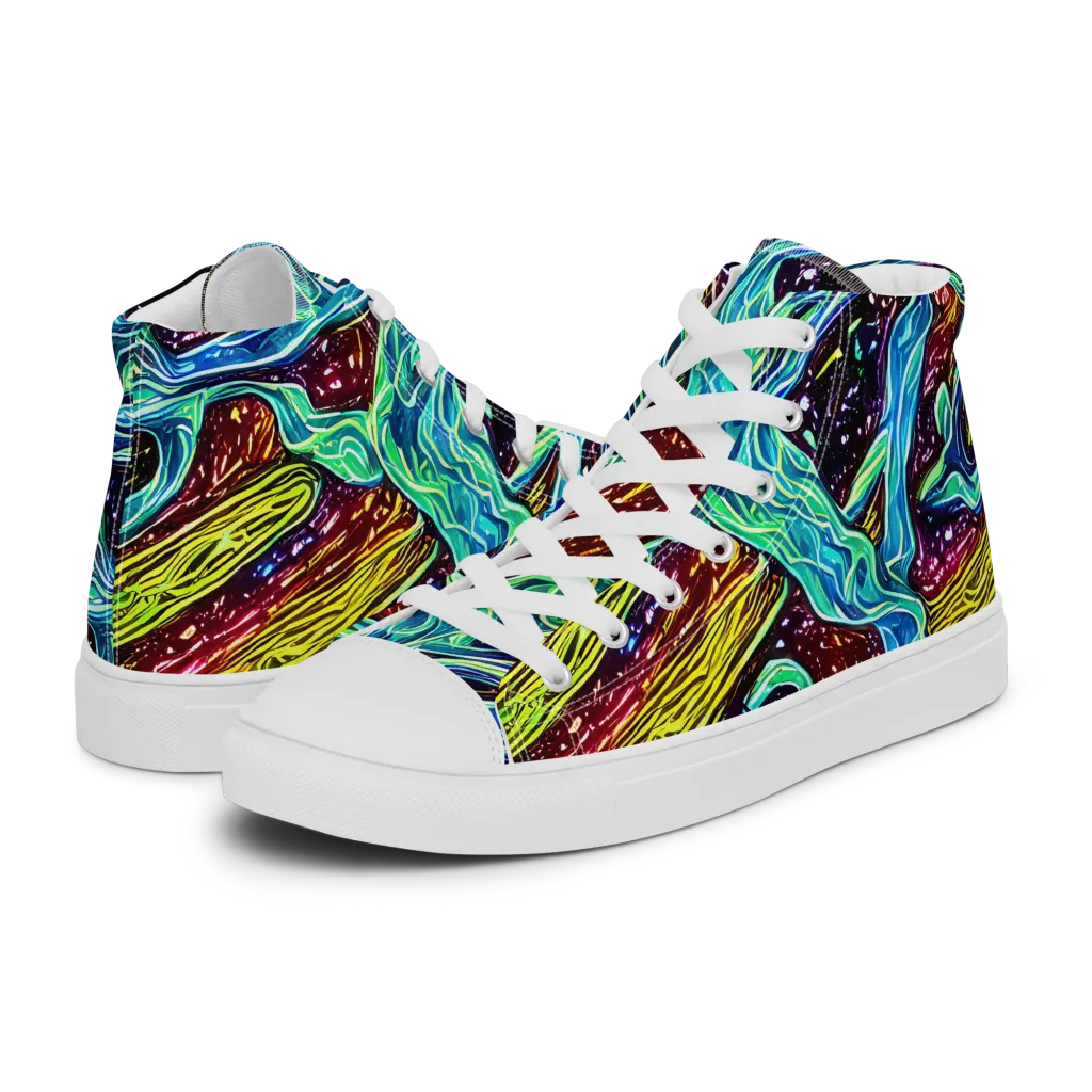 Acid Tide on Women's High Top Canvas Shoes — Left