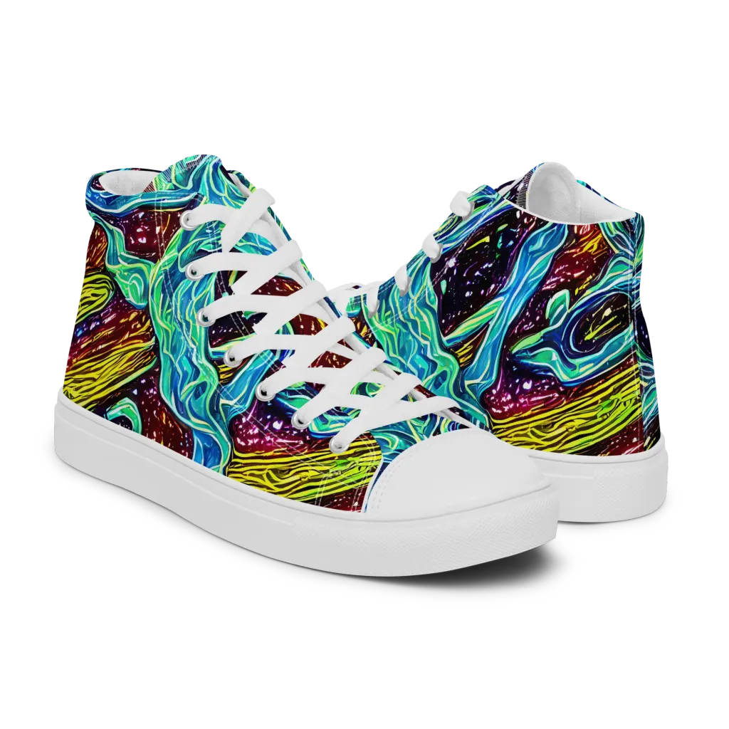 Acid Tide on Women's High Top Canvas Shoes — Right