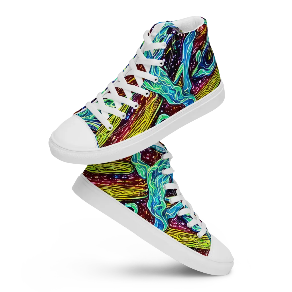 Acid Tide on Women's High Top Canvas Shoes — Front