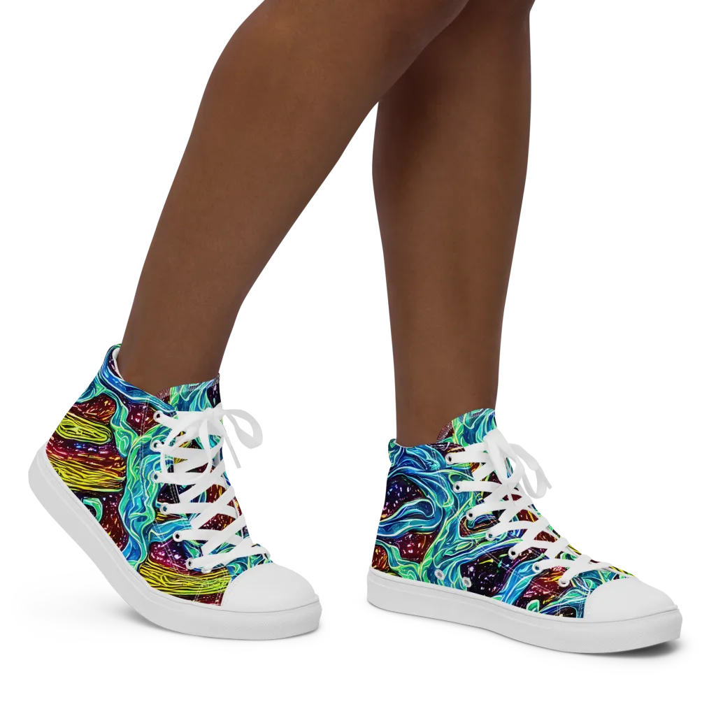Acid Tide on Women's High Top Canvas Shoes — Right