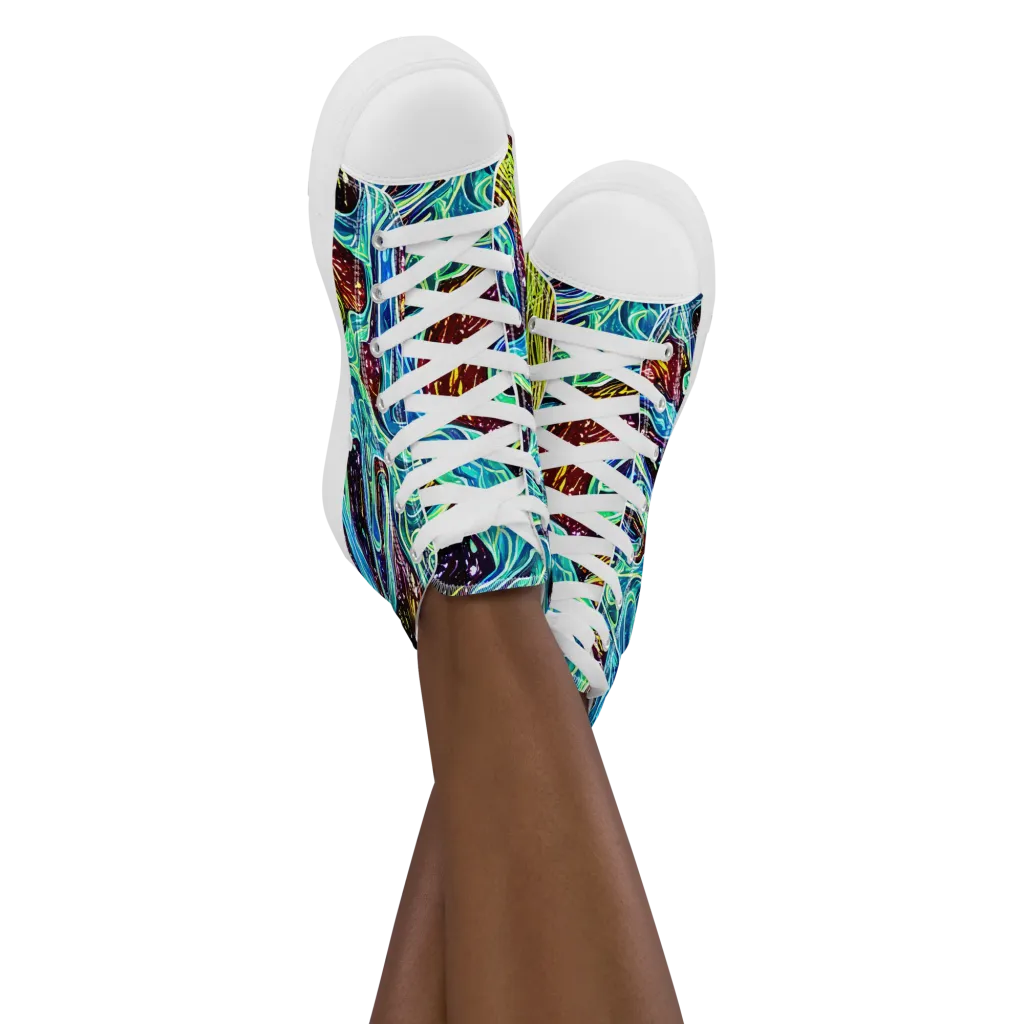 Acid Tide on Women's High Top Canvas Shoes — Front