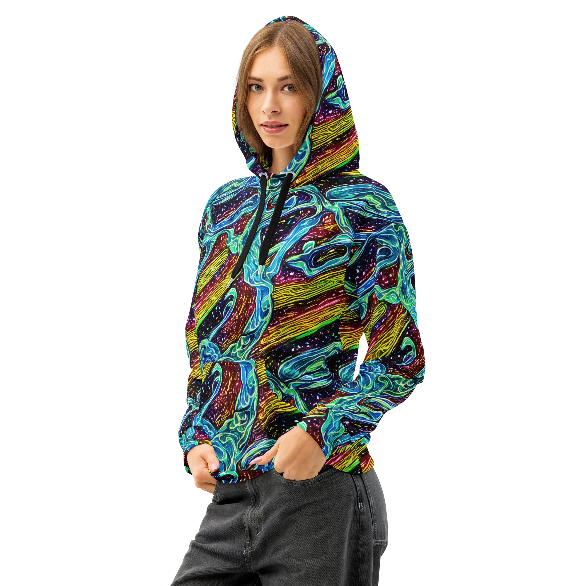 Acid Tide on Cotton Hoodie — Left Front