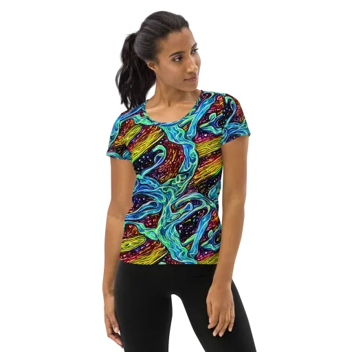 Acid Tide on a Women's Athletic T-Shirt