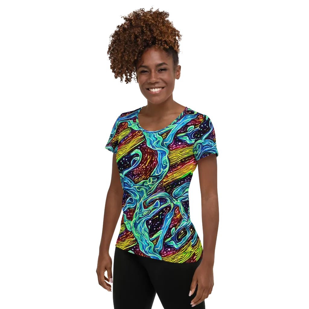 Acid Tide on Women's Athletic T-Shirt — Left