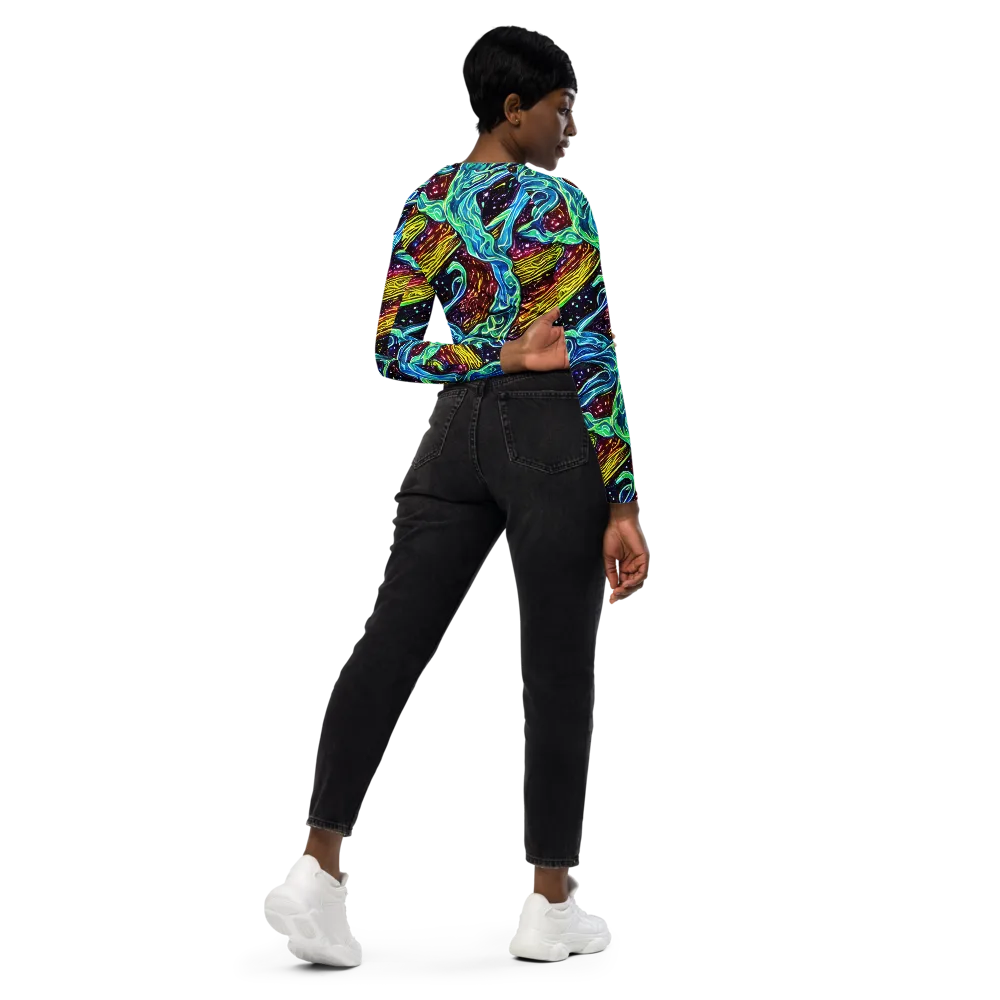 Acid Tide on Long Sleeve Crop Top — Right Back