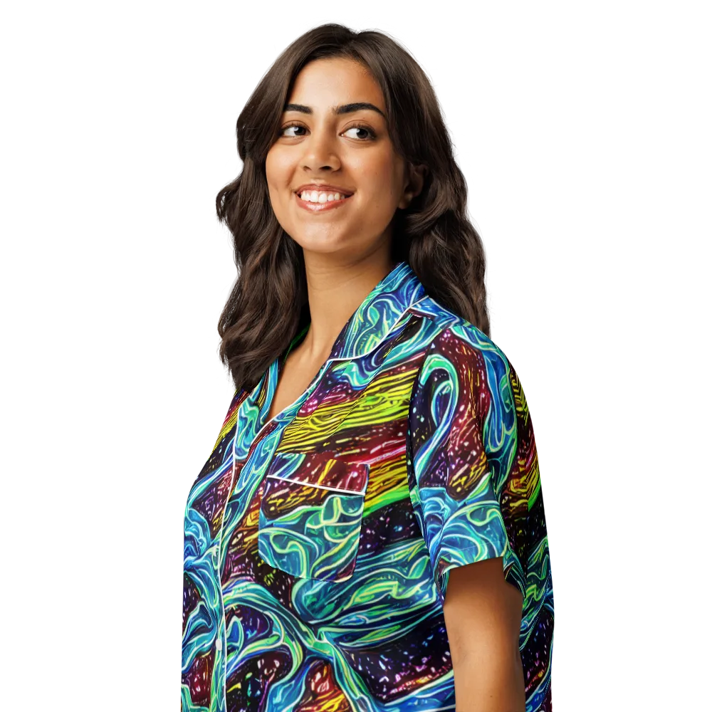 Acid Tide on Women's Short Sleeve Pajama Top — Left Front