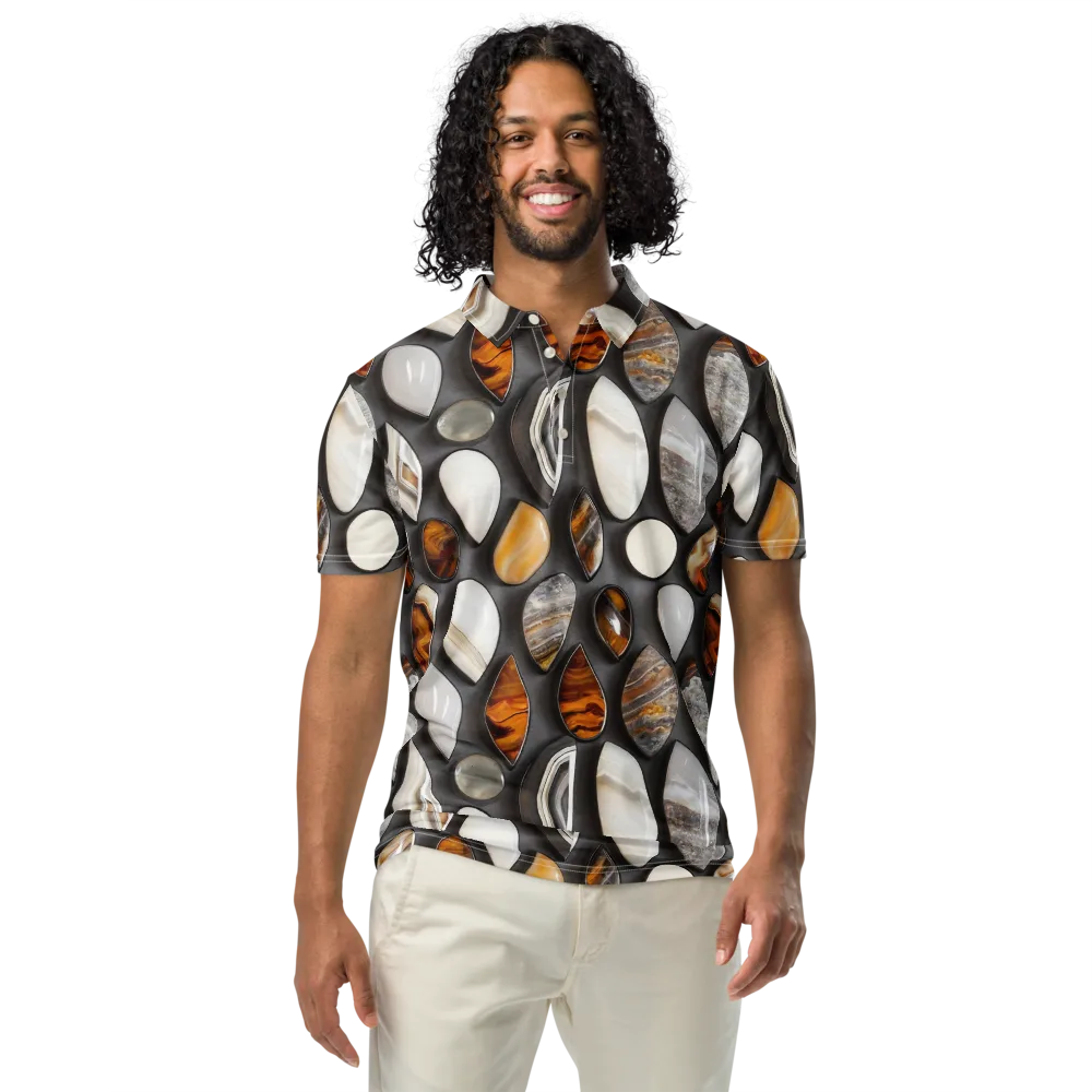 Obsidian Agate on Men's Slim Fit Polo Shirt — Front
