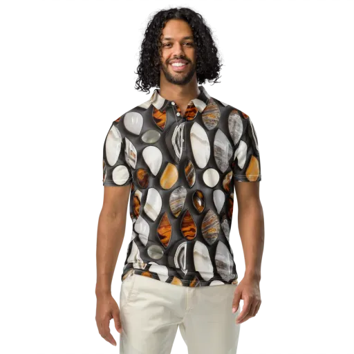 Obsidian Agate on a Men's Slim Fit Polo Shirt