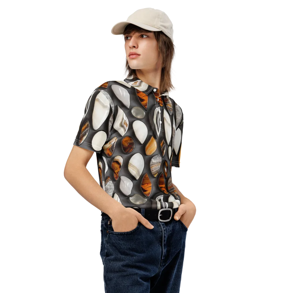 Obsidian Agate on Men's Slim Fit Polo Shirt — Right Front