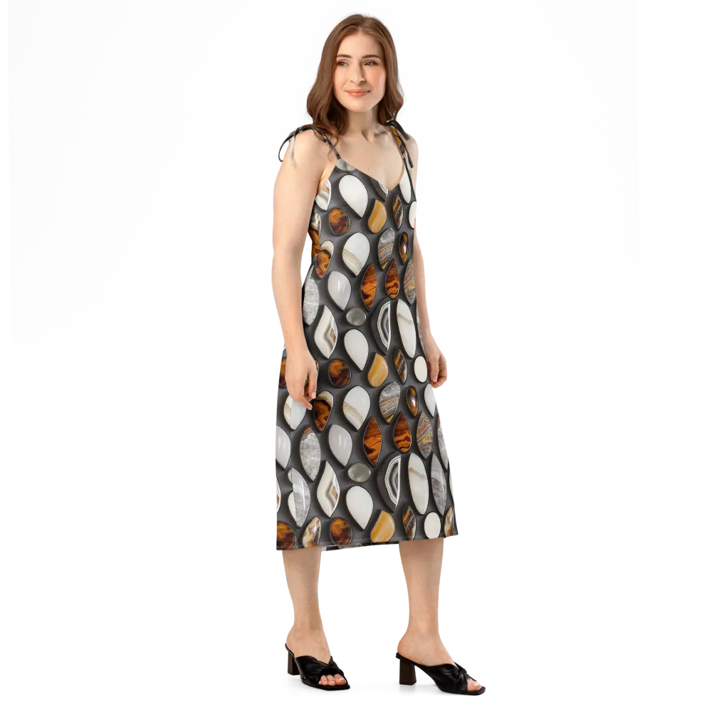 Obsidian Agate on Slip Dress — Right Front