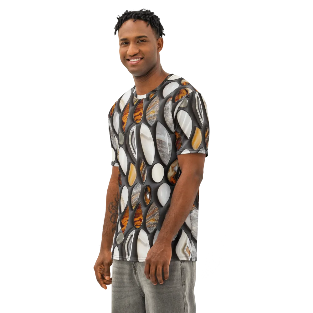 Obsidian Agate on Men's Cotton Crew Neck T-Shirt — Left Front