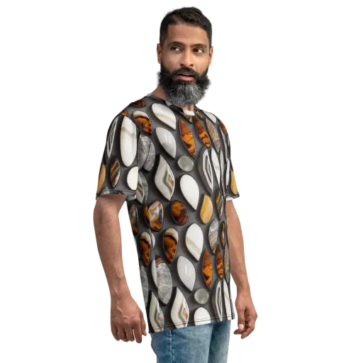 Obsidian Agate on a Men's Crew Neck T-Shirt
