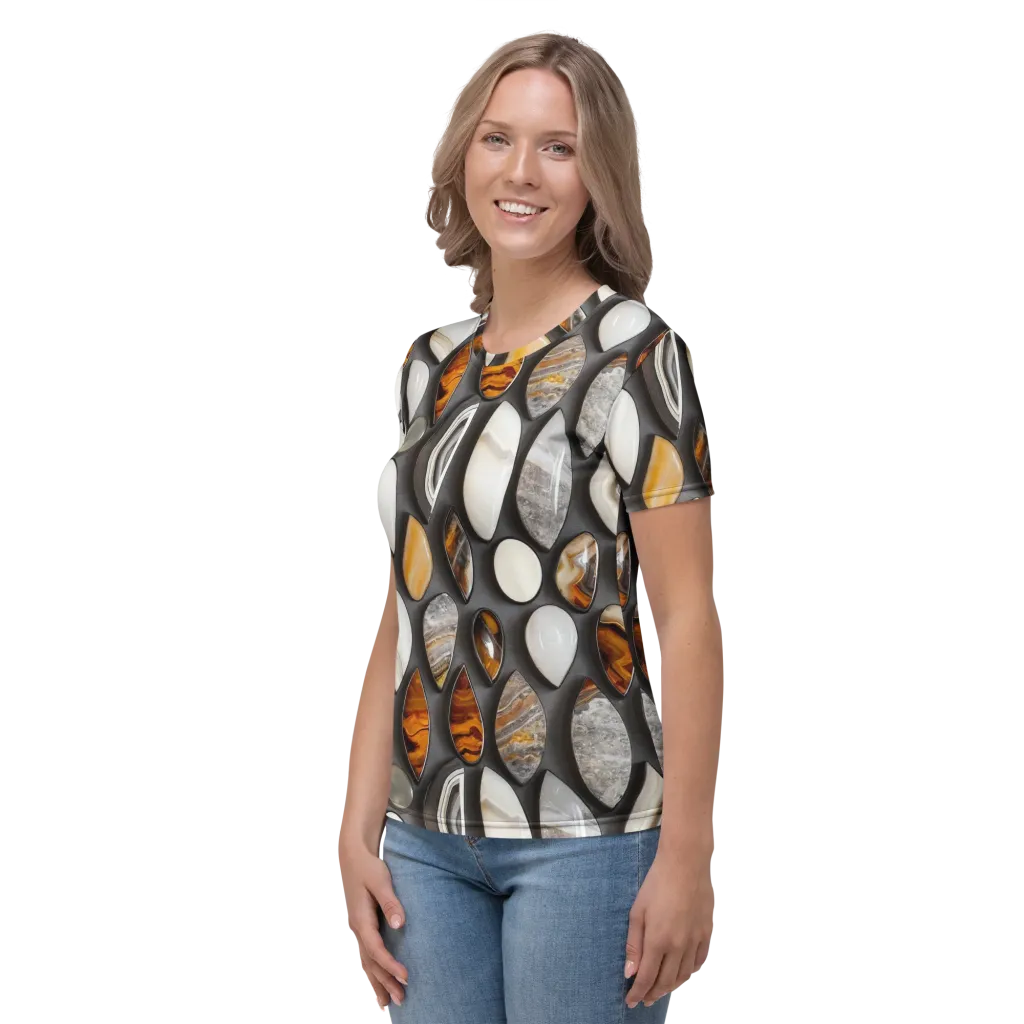 Obsidian Agate on Women's Crew Neck T-Shirt — Left